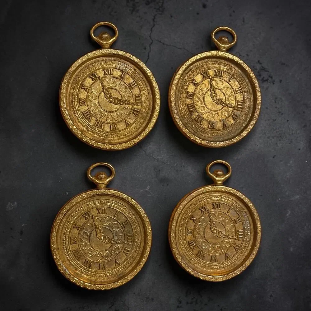 Vintage SET Of 4 Pocket Watch COASTERS Metal Gold Toned 3739/66